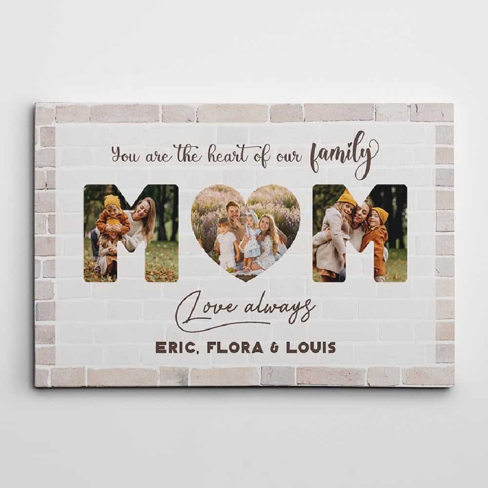 you are the heart of our family mom custom photo canvas print