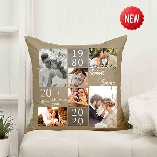 20th Anniversary Photo Collage Pillow