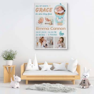 unique baby gift for girl: All Of God’s Grace in One Tiny Face Canvas