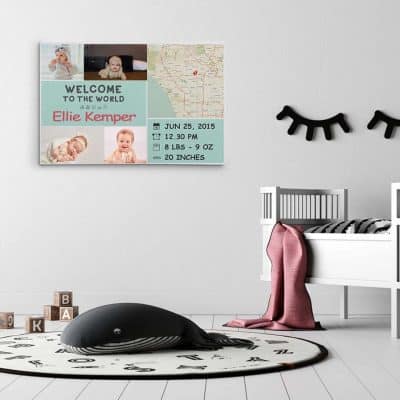 personalized gifts ideas for baby girls: Baby Birth Stats Canvas