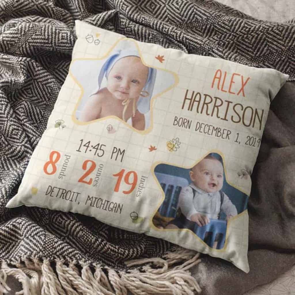 gift for first time dad: Baby Birth Stats Pillow
