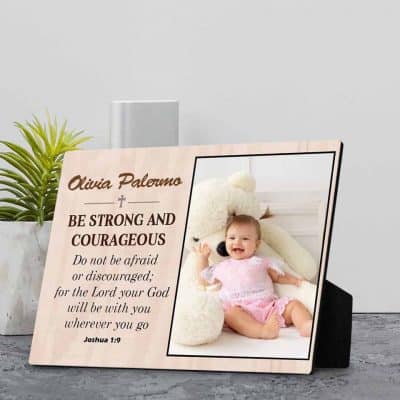 baby girl personalized gifts: Be Strong And Courageous Plaque