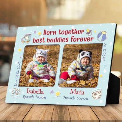 baby girl personalized gifts: Born Together Best Friends Forever Plaque