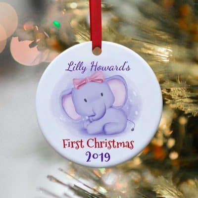 customized baby stuff: Elephant Personalized Ornament