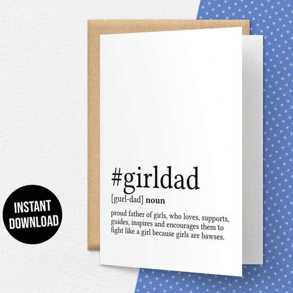 sentimental fathers day gifts: Girl Dad Definition Card
