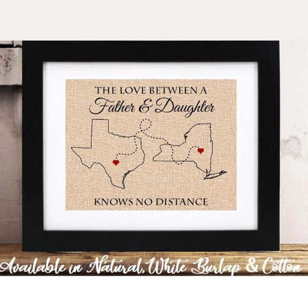 sentimental fathers day gifts from daughter: Long Distance wall art