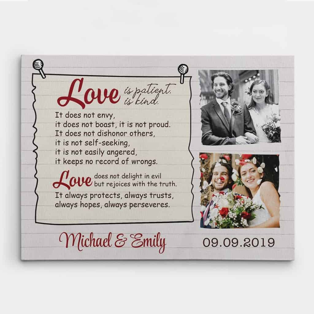 “Love Is Patient, Love Is Kind” Custom Photo Canvas