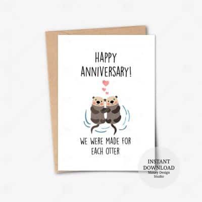 anniversary presents for her: Otter Anniversary Card