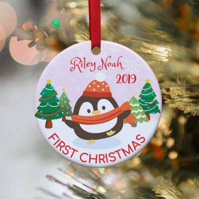personalized baby gifts for girls: Penguin Ornament