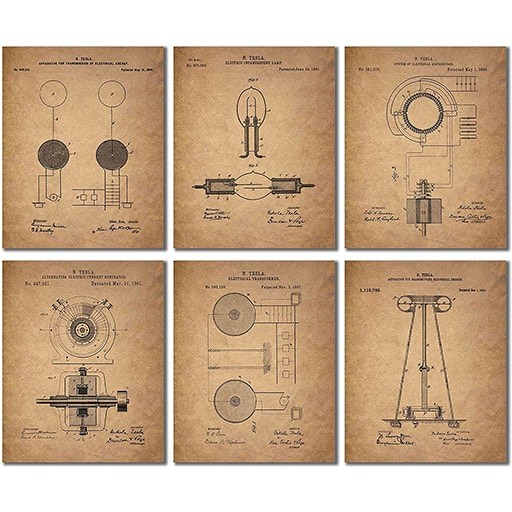Tesla Patent Wall Art Prints engineers gifts