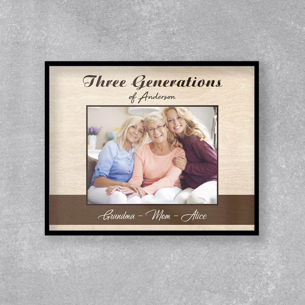 personalized gifts for grandmas: three generations of family custom photo print