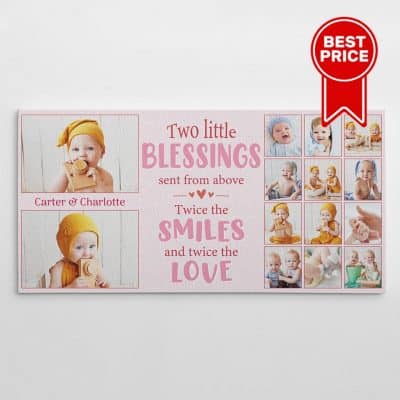 twin baby girl personalized gifts - Two Little Blessings Canvas