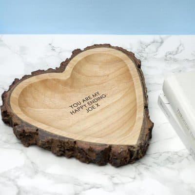 wife anniversary gifts: Wooden Heart Ring Dish