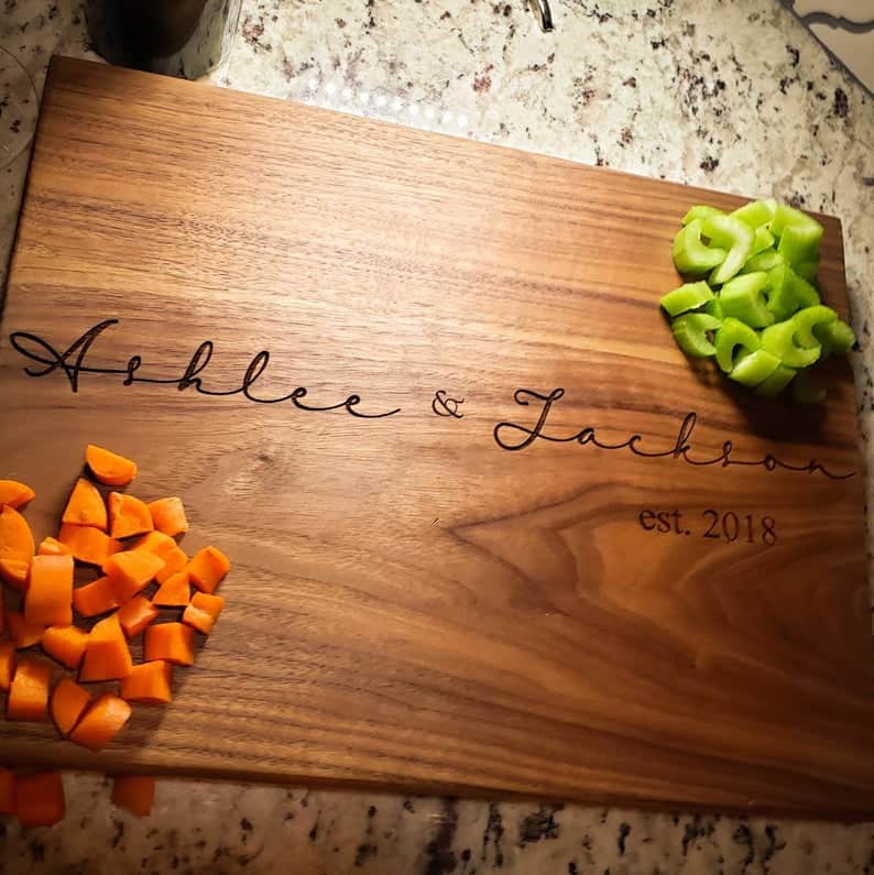 mens anniversary gifts ideas: engraved cutting board