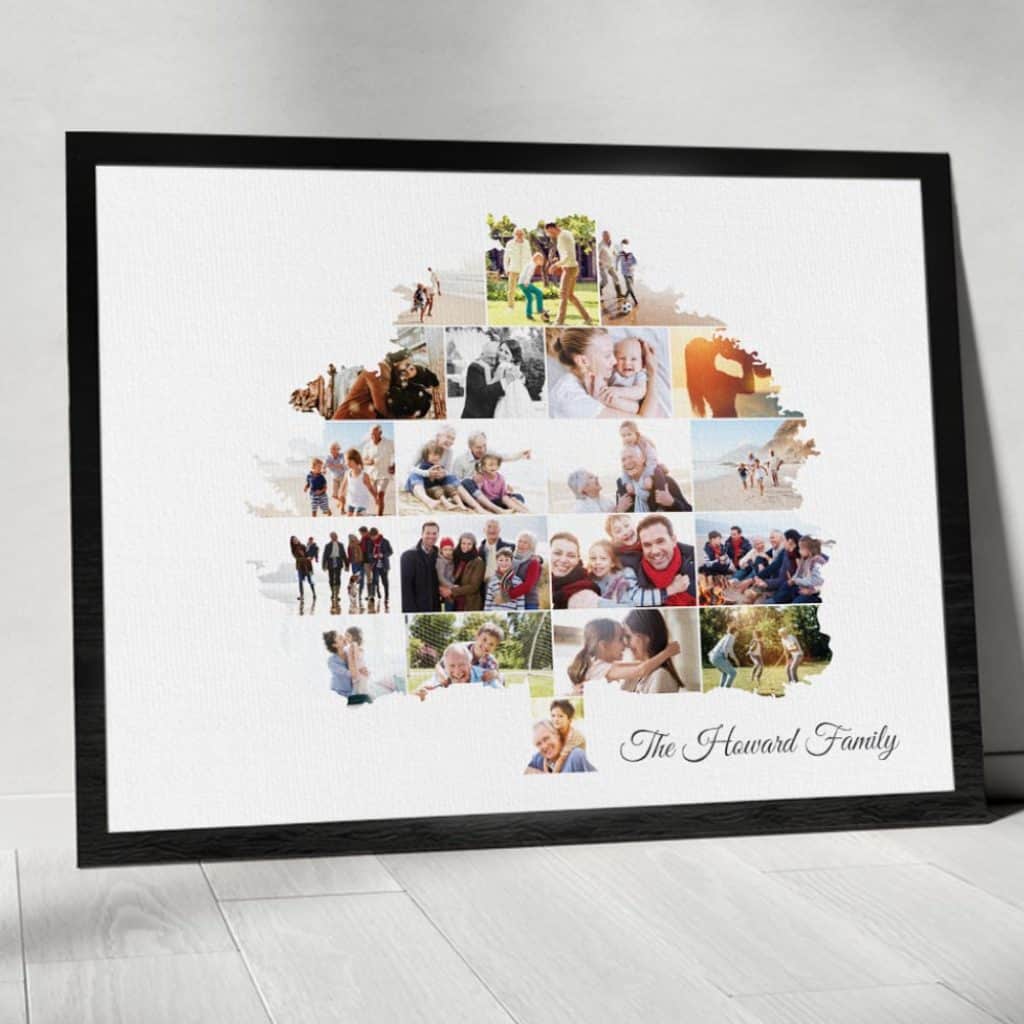 photo gifts for grandma: family tree photo collage canvas print