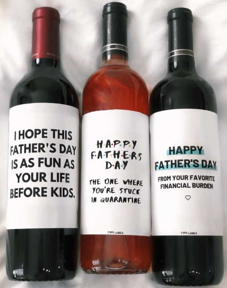 fun fathers day gifts: funny fathers day wine labels