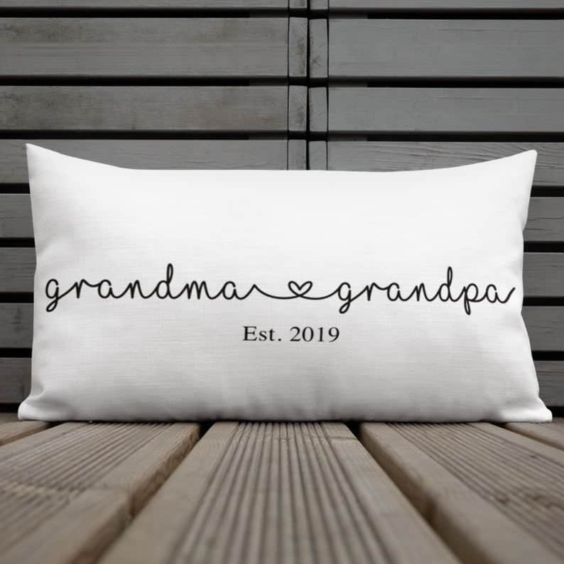 gifts for new grandparents: grandma and grandpa established pillow