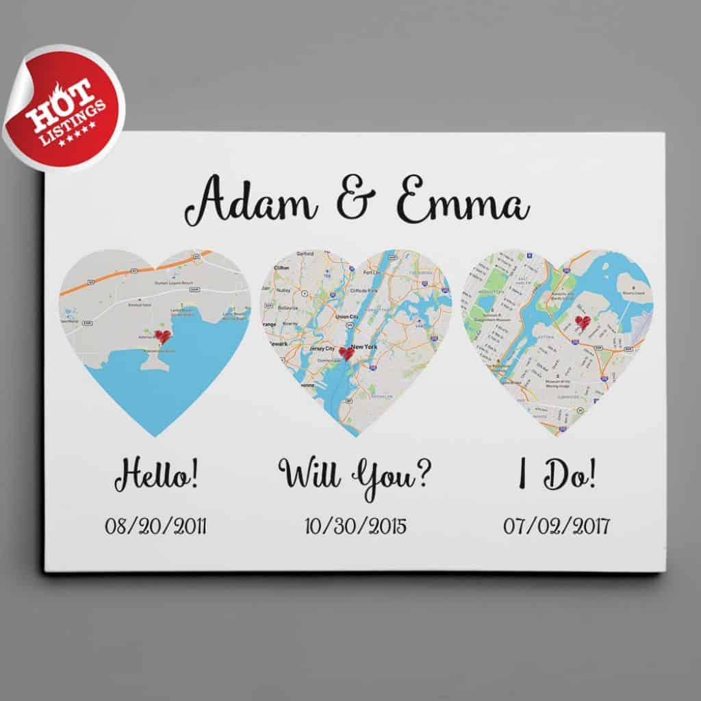 Hello – Will You – I Do – Standard Style – Map Canvas Print