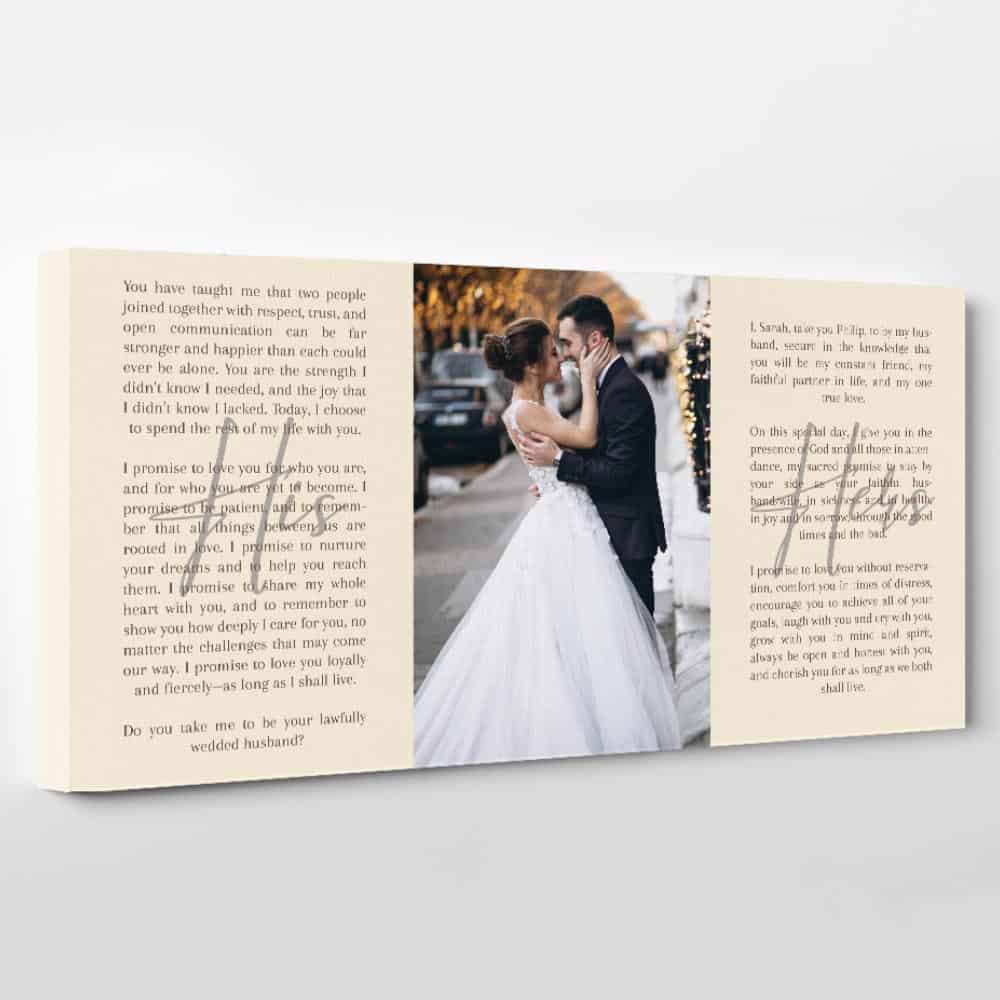 wedding vows and photo canvas print