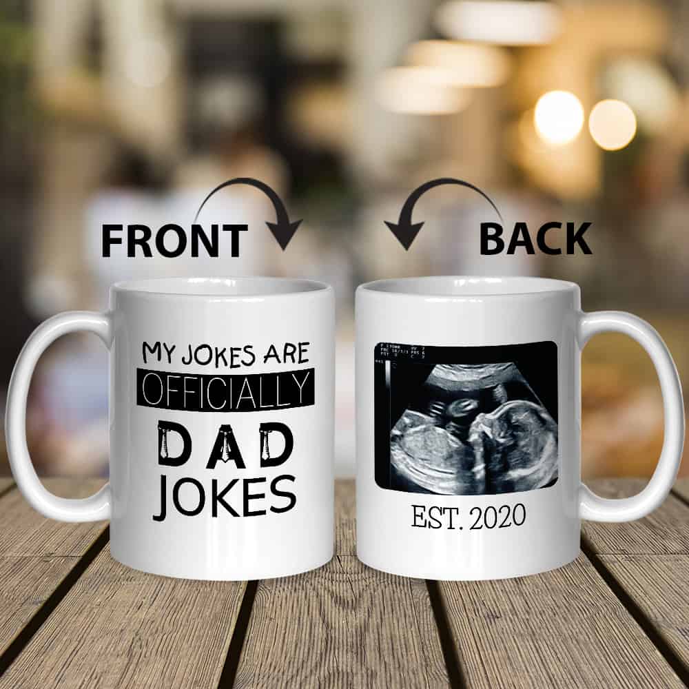 funny fathers day gift ideas: my jokes are officially dad jokes custom coffee mug
