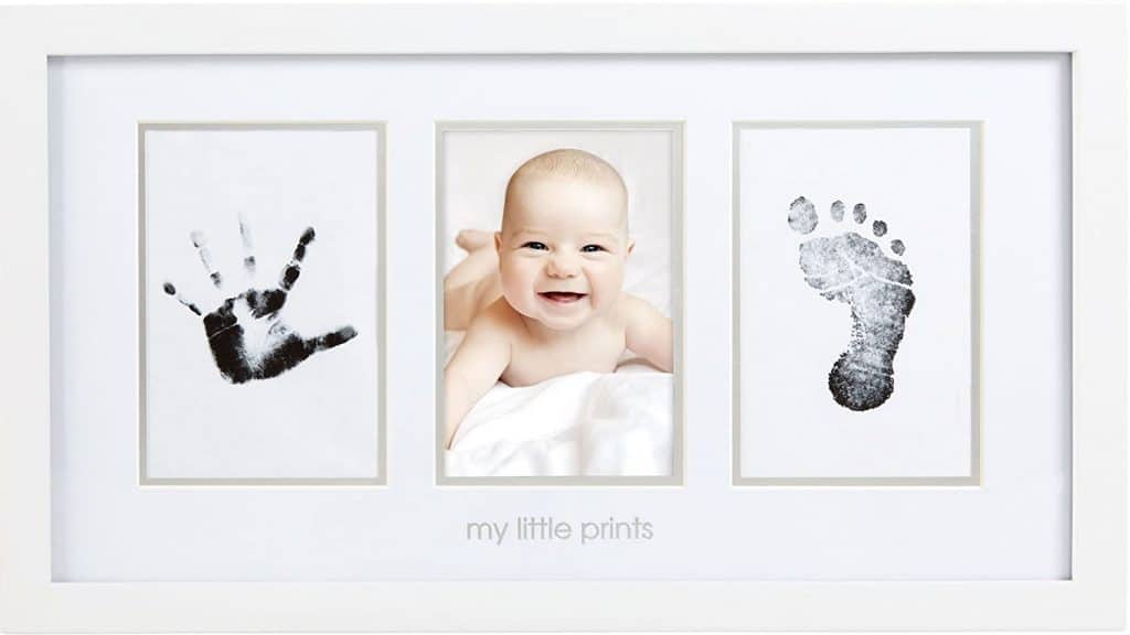 gifts for new grandma from baby: newborn hand and foot print photo frame kit