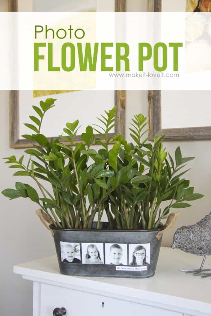 diy gifts for grandma: photo flower pot with kids' photo