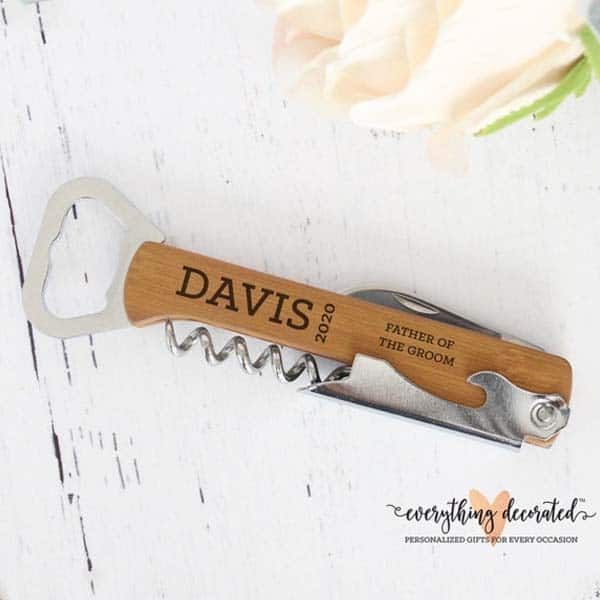 bottle opener: things to get father of the groom