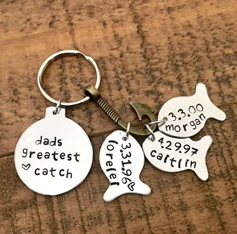 Dad's Greatest Catch Key Chain - Gift for husband on father's Day