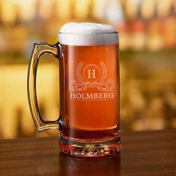 housewarming gifts for beer lovers: engraved beer mug