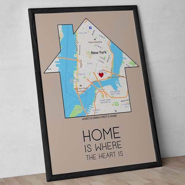 new home gifts for him: home is where the heart is canvas