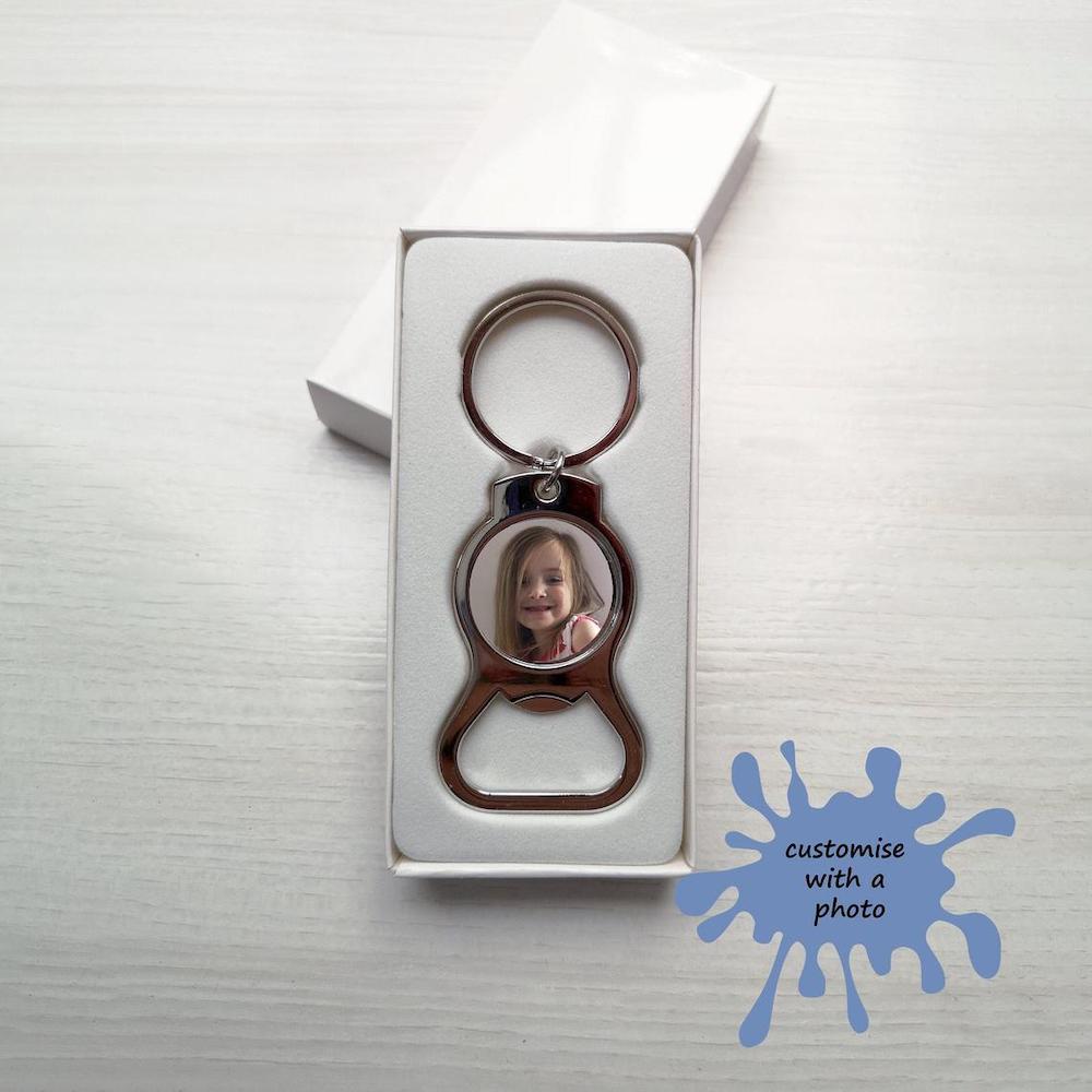 Photo Bottle Opener Key Ring Gift for husband on father's day