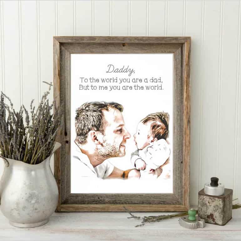 a portrait of daddy and baby - first Father's Day gift idea