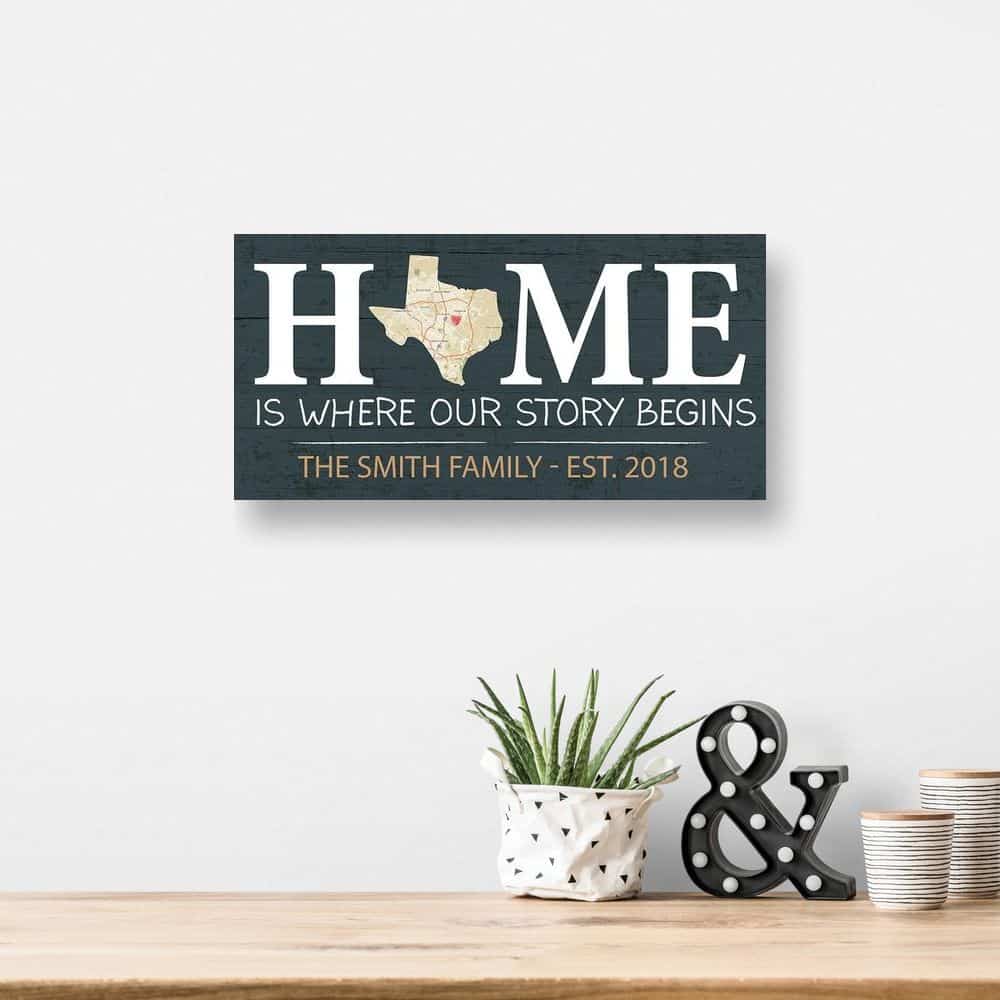 gifts for new male homeowner: home state map wall art