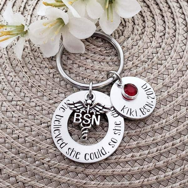 nurse graduation gift idea: BSN Keychain