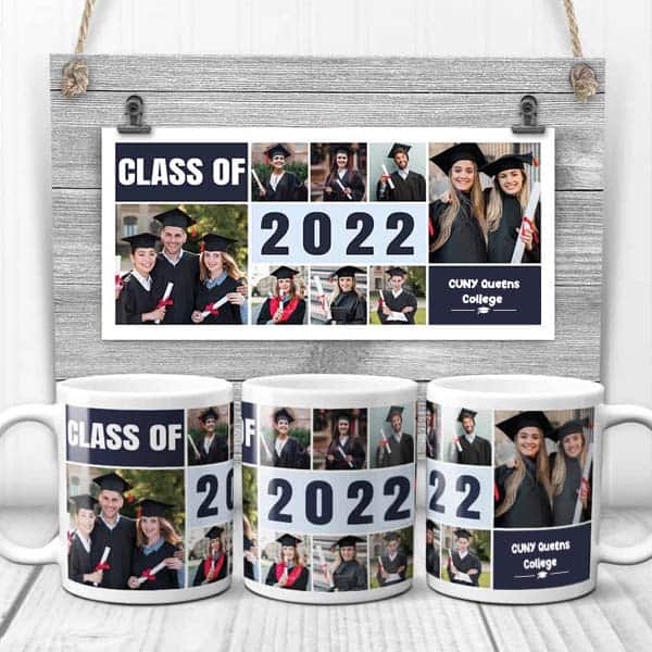graduation gifts for her college: class of 2022 custom college graduation photo collage mug