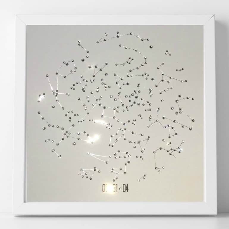 crystal star map - traditional 15 year wedding anniversary gift