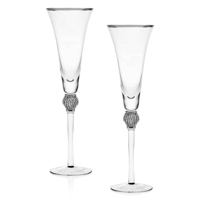 platinum diamond champagne flutes - modern 20th anniversary gift