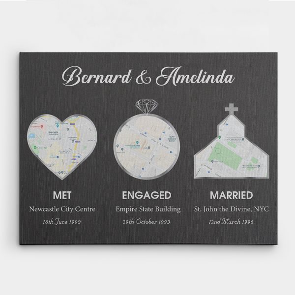 wedding gift ideas from parents of the bride: custom map canvas