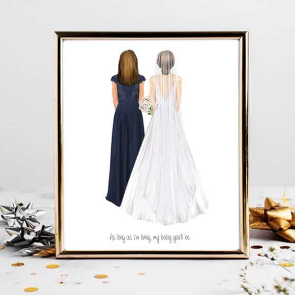 gifts from mom to daughter on wedding day: personalized drawing