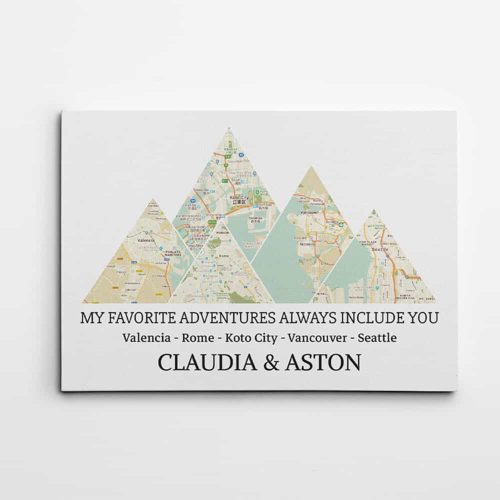 My favorite adventures include you wall art gift for the bride