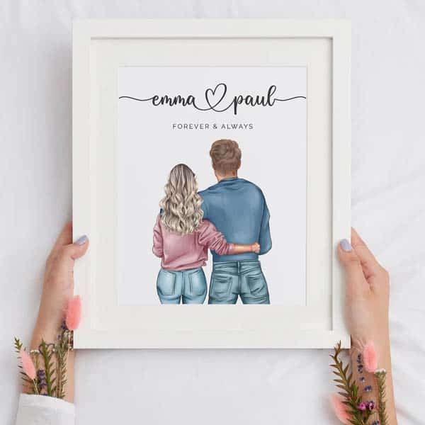 wedding anniversary gift ideas for friends: Personalised Couple Print