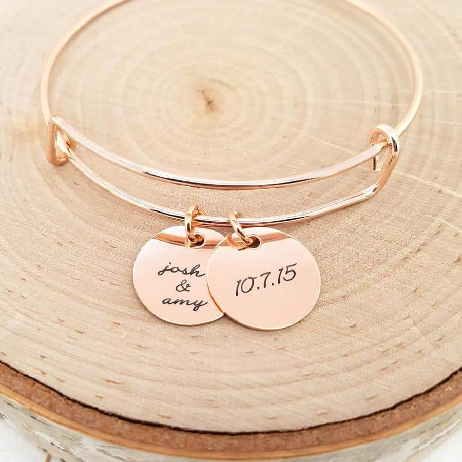 Personalized Bangle Bracelet for the Bride