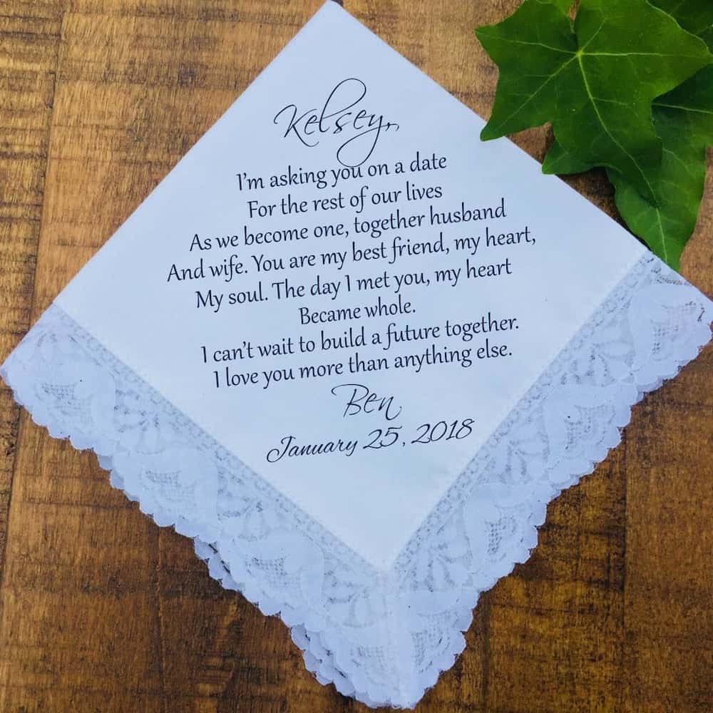 a personalized handkerchief for wife
