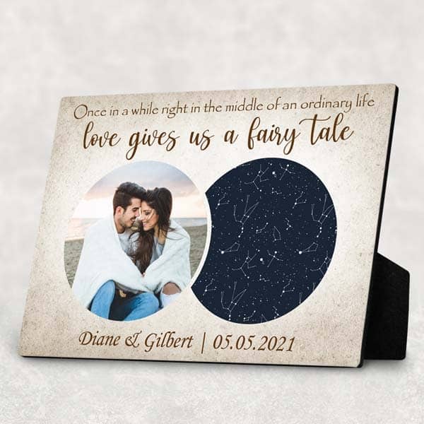 gifts to give your daughter on her wedding day: Photo Star Map Desktop Plaque