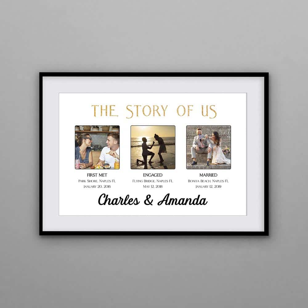 A custom photo framed print as a wedding gift for the bride