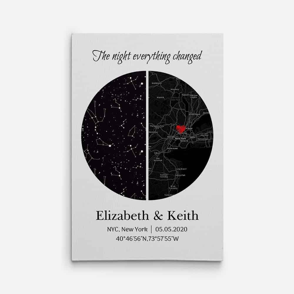 wedding anniversary gift ideas for friends: The Night Everything Changed Custom Star Map