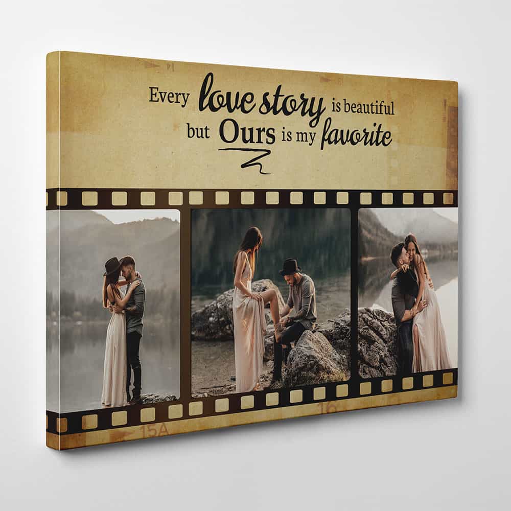 our love story is my favorite collage canvas print - wedding gift for bride from groom