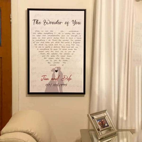 wedding day gift for bride: song lyrics custom canvas print