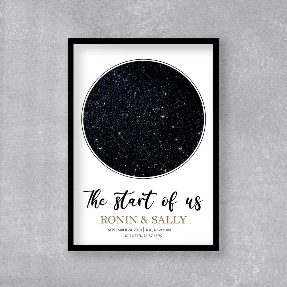 A Star Map Framed Print - Wedding Gift for Bride from Groom