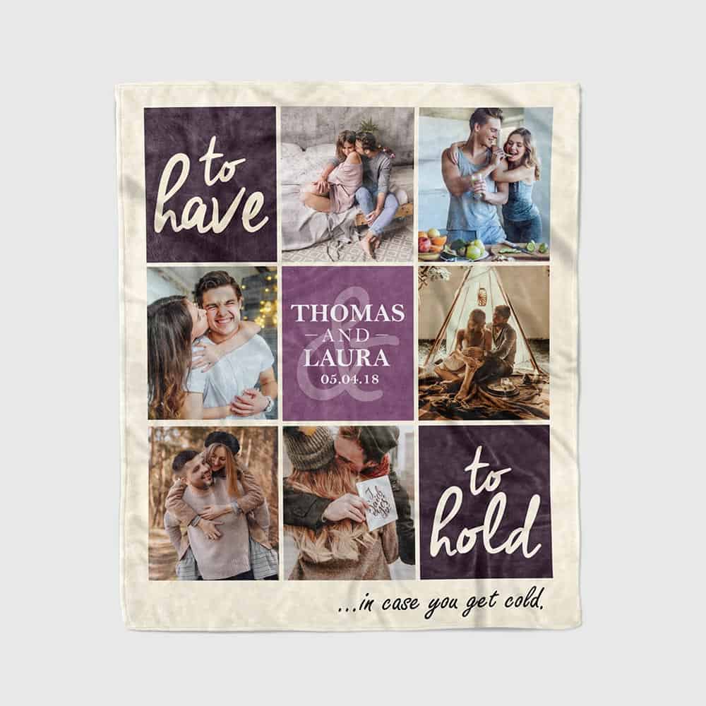a photo blanket - gift from groom to bride